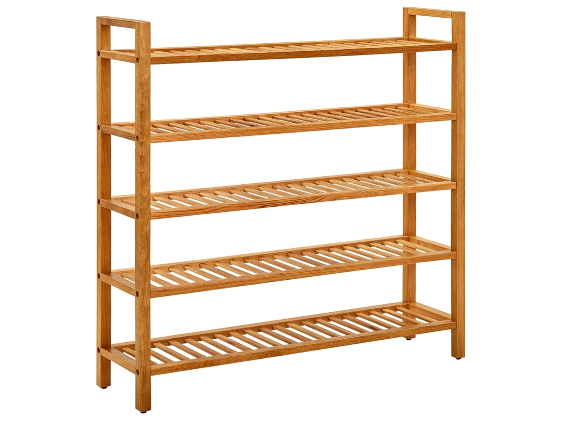 Zapatero Organizador con 5 Estanterías 100X27X100Cm Madera Roble Maciza