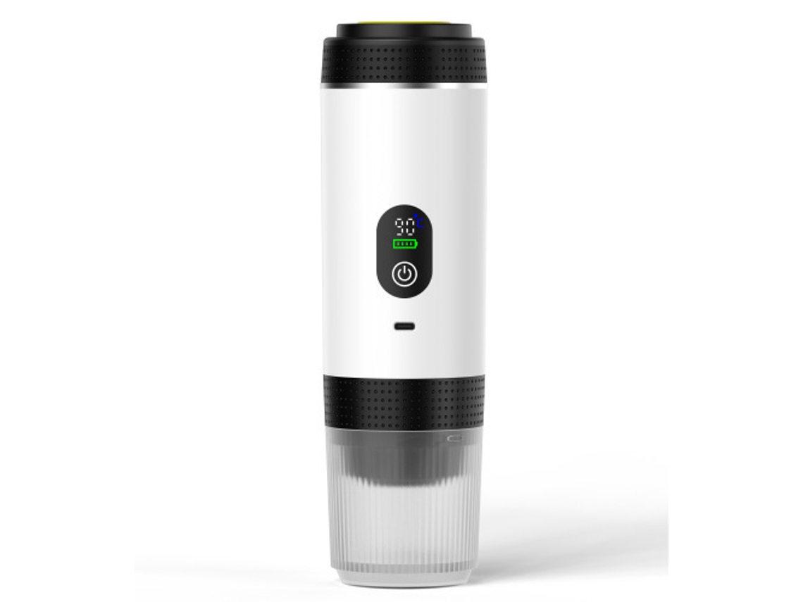 Cafetera portátil 3 en 1 GERTIZ con pantalla digital para café molido y cápsulas (blanca)