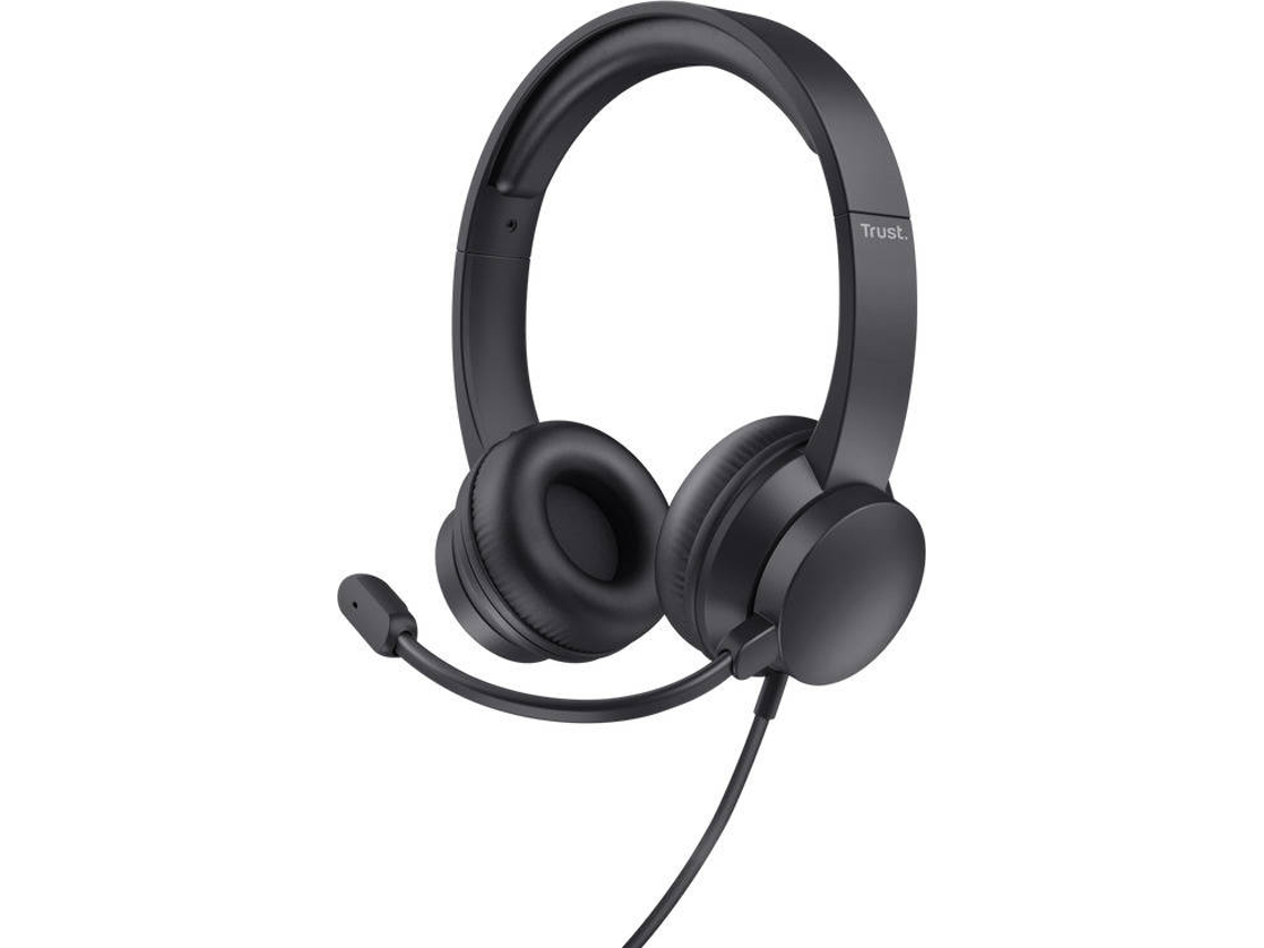 Auriculares TRUST Ayda con Cable y Micrófono - USB para PC (Negro)