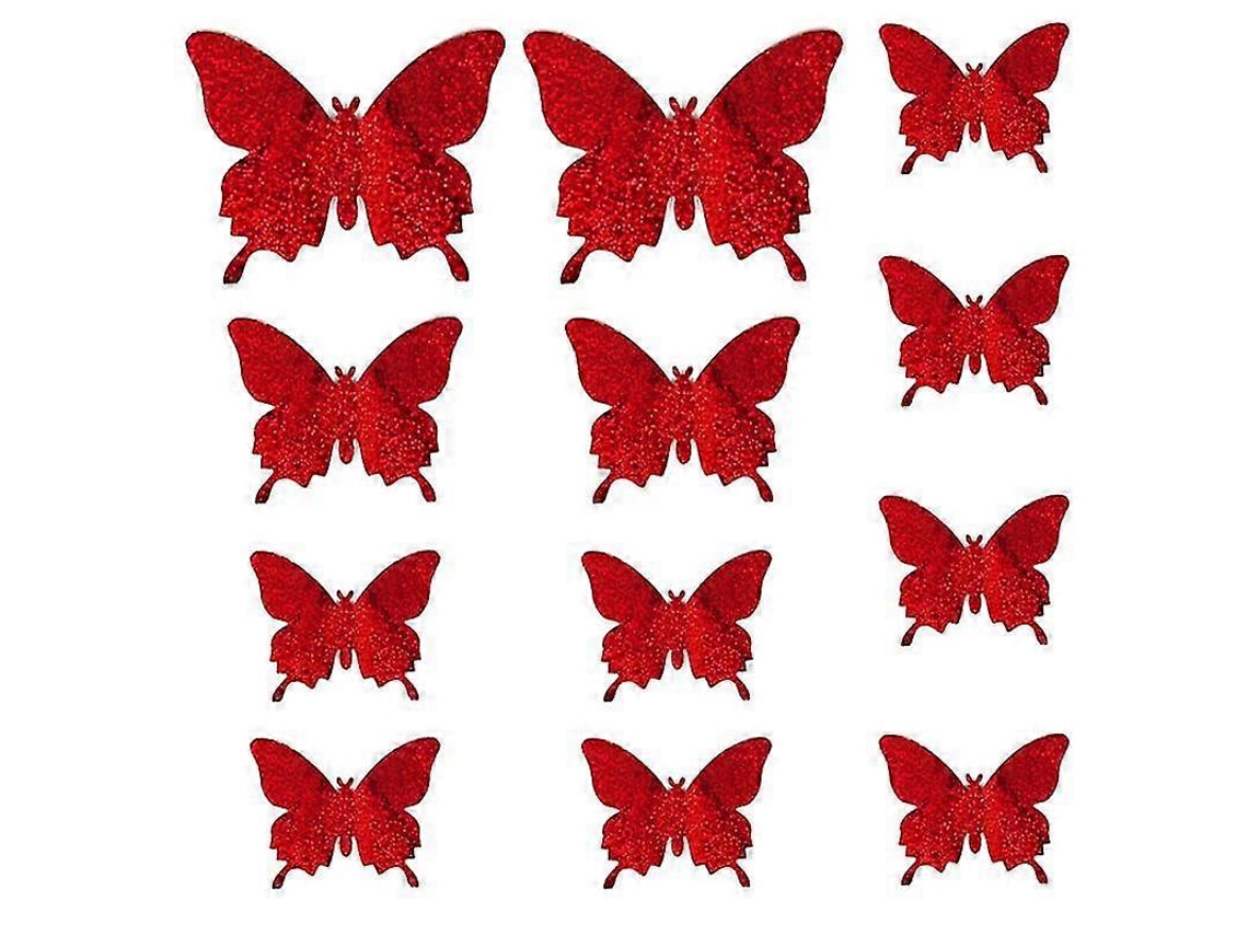 Adhesivo de pared de mariposa 3D, PVC realista, resistente, fácil de quitar, 12 piezas.