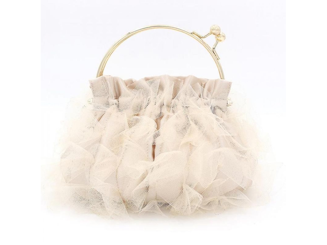 2026-bolso De Mano Floral Para Mujer Satinado Bolsa De Noche Fiesta Prom Mli Champán De Malla