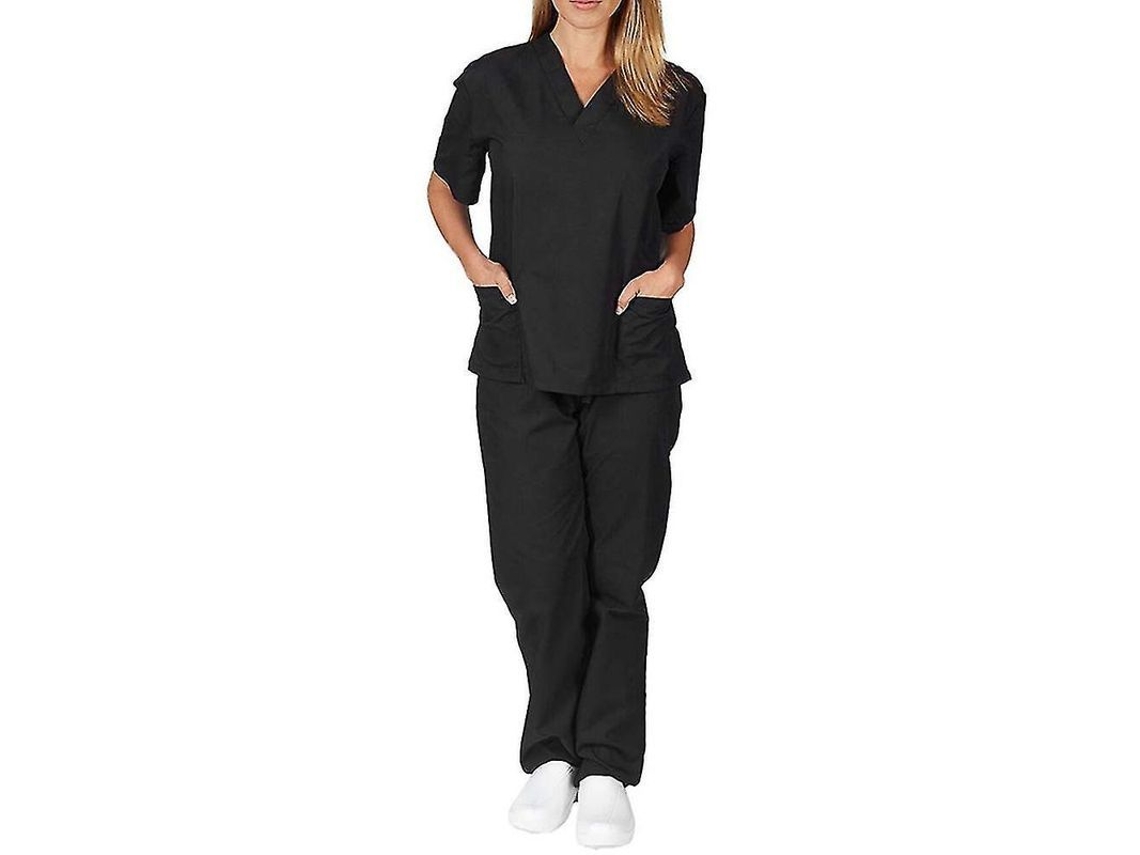 2026-conjunto De Uniforme Médico Unisex Com Camiseta E Calças Para Médico, Enfermeiro, Dentista E Hospital S Negro