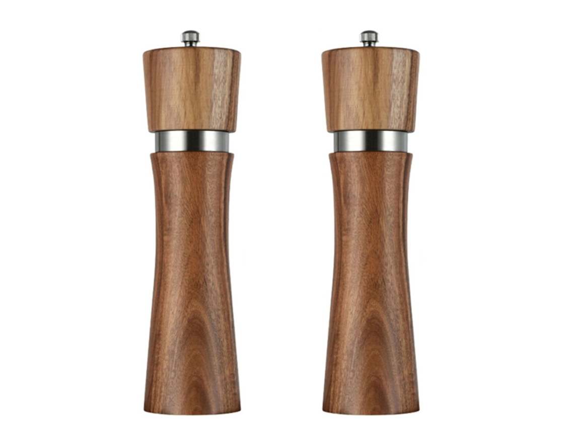 Juego de molinillo de sal y pimienta ajustable de madera Kofihety