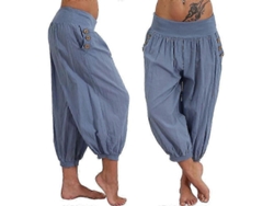 Pantalones De Lino Para Mujer, Estilo Casual De Verano, Pierna Ancha, Tallas Grandes, Estilo Harem, Cómodos, Pijamas Y Ropa De Estar Por Casa.