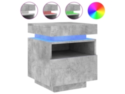 Mesita de Noche Luces Led Hormigón Madera Gris (40x39x48.5cm)
