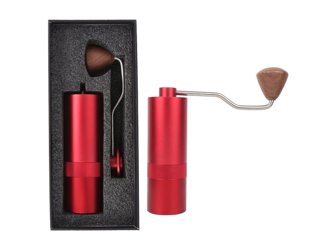 Molinillo de café manual de acero inoxidable rojo de 30 g, accesorio de cocina