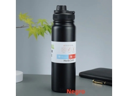 Botella térmica portátil de acero inoxidable con filtro antigoteo para té. Mdug (negra, 600 ml)
