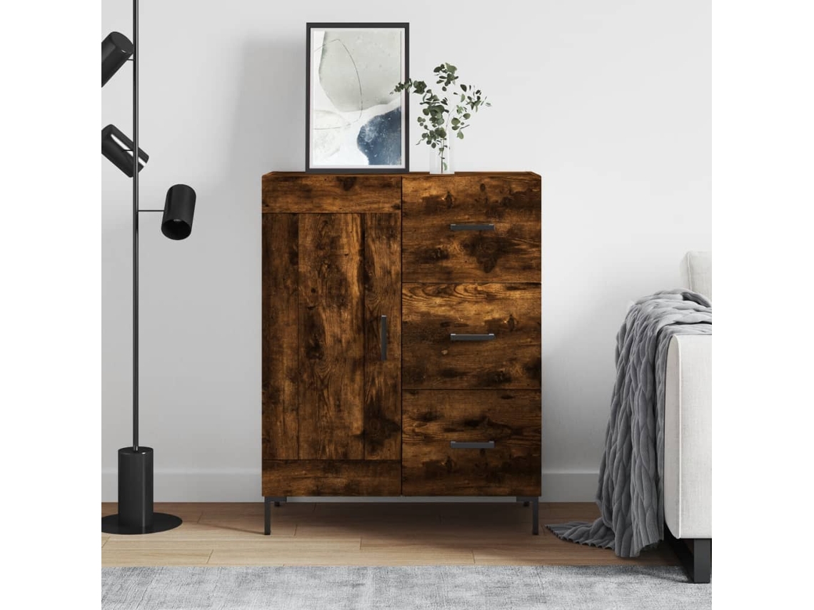 Aparador De Madera De Ingeniería Roble Ahumado 69,5x34x90 Cm