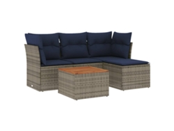 Maison Exclusive - Conjunto De Sofá De Jardín De 5 Piezas Con Cojines, Poliratán Gris