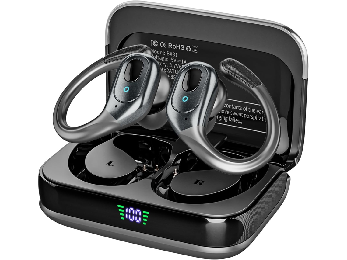 Auriculares inalámbricos deportivos, auriculares Bluetooth 5.3 con tiempo de reproducción de 75 horas, auriculares Bluetooth impermeables IP7 para CHRONUS