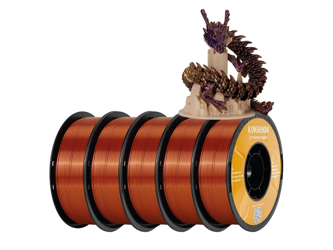 Filamento para impresora 3D Silk PLA, dos colores, seda, dorado y morado, OEM