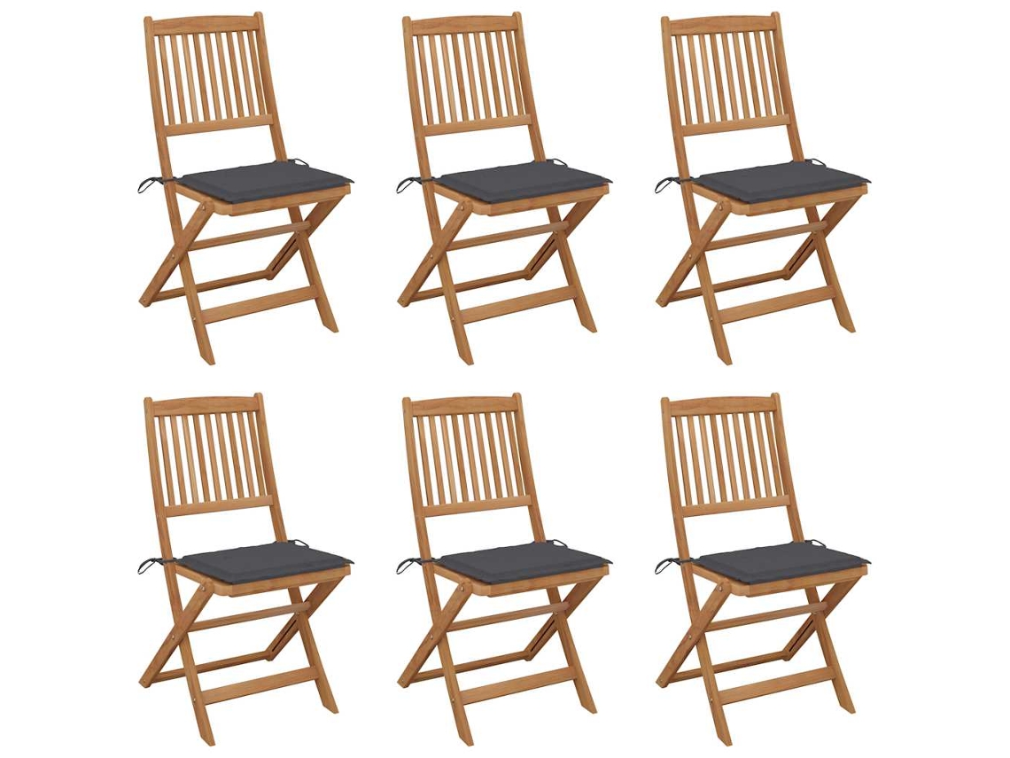 Sillas de jardín plegables de 6 piezas con cojines DKD Home Decor
