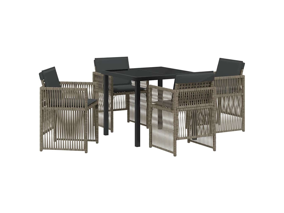 Conjunto De Comedor De Jardín 5 Uds | Mueble De Jardín Gris