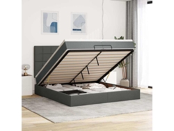 Estructura Cama Otomana Colchones Tela Gris Oscuro 200x200cm