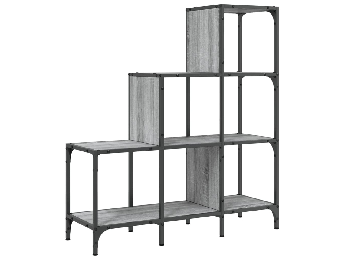 Maison Exclusive - Estantería Madera Ingeniería Y Metal Gris Sonoma 92x30x102 Cm