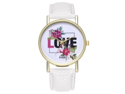 Reloj De Pulsera Analógico Para Mujer Con Correa Sencilla De Piel Sintética Y Movimiento De Cuarzo Blanco.