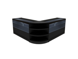 Conjunto de mostrador comercial MonsterShop Andromeda negro, 2xC1500 1xLM60, MDF y vidrio templado