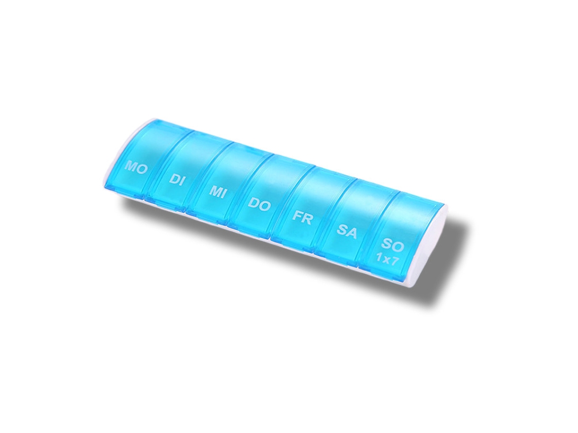 Pastillero portátil Panoona con siete compartimentos para tus necesidades los siete días de la semana - Azul