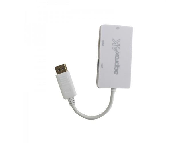 Cable Adaptador APPROX appC37 Display Port HDMI DVI y VGA Blanco