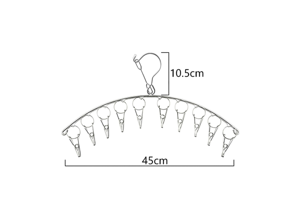 Tendederos plegables de acero inoxidable con 10 pinzas resistentes a la intemperie.