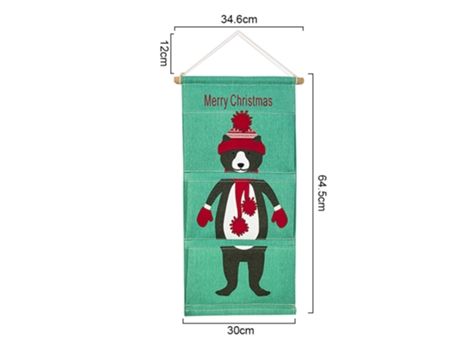 Bolsa de almacenamiento de 3 bolsillos para colgar en la puerta, organizador de armario, decoración para habitación, decoración navideña, oso