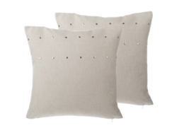 Juego de cojines decorativos BELIANI Gaura de Poliéster Beige 45x45x12