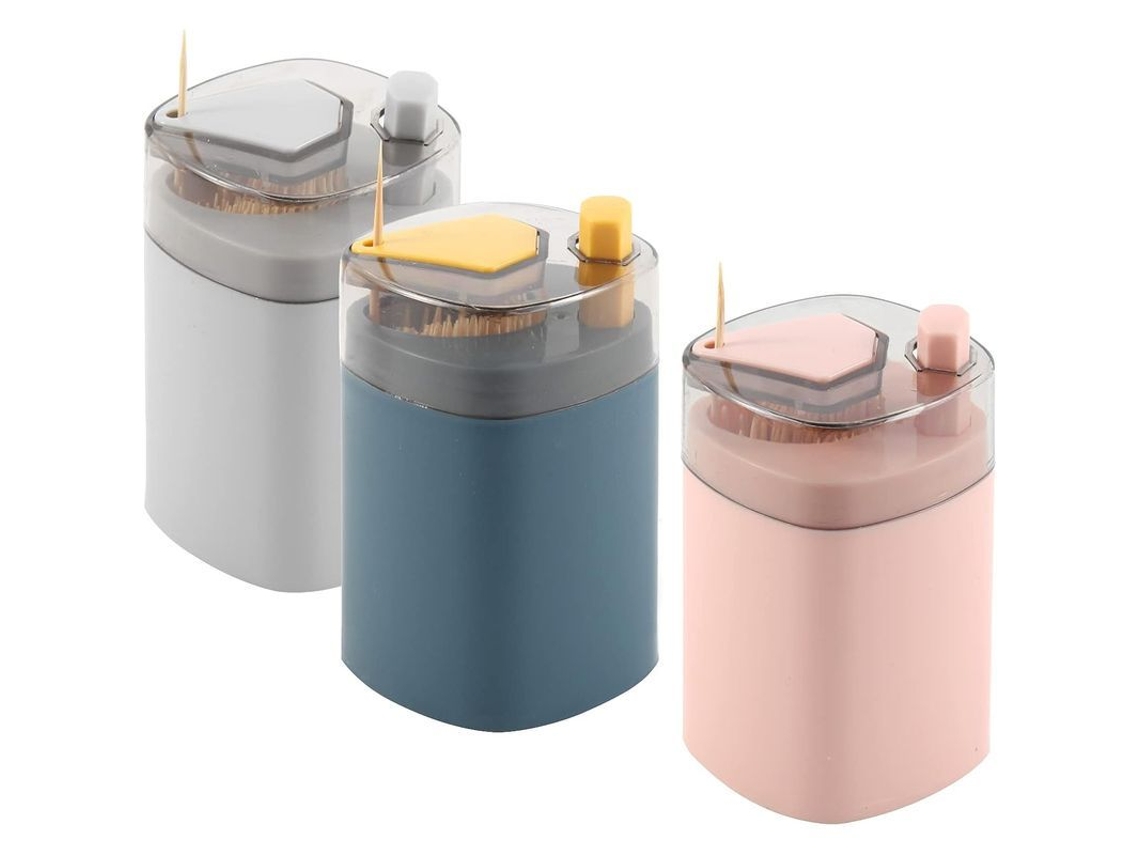 Dispensador automático de palillos de dientes Linjou, 3 unidades, material PP+ABS, diseño compacto, fácil de limpiar, para hogares y restaurantes.