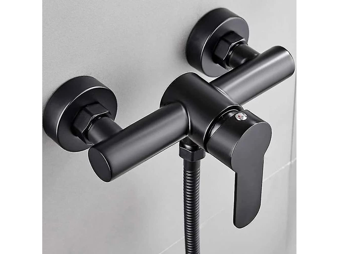 Grifo De Baño Y Ducha De Palanca Única Con Válvula Antirretorno Acero Inoxidable Negro Mixer Frío Y Caliente