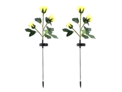 2026-2pcs Luces De Rosa Artificiales Led Solares Impermeables Lámpara De Jardin Para Paisaje Exterior Amarillo