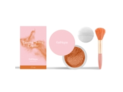 Polvos fijadores con brocha naranja para maquillaje