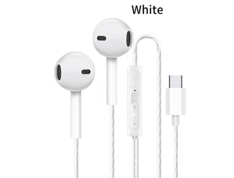 Auriculares Música de bajo estéreo con control de cable tipo C con micrófono blanco