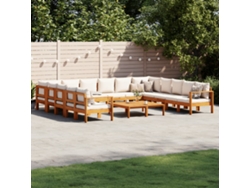 Conjunto This 10 Piece Sofás De Jardin Com Almofadões Acácia Macíça Dkd Home Decor
