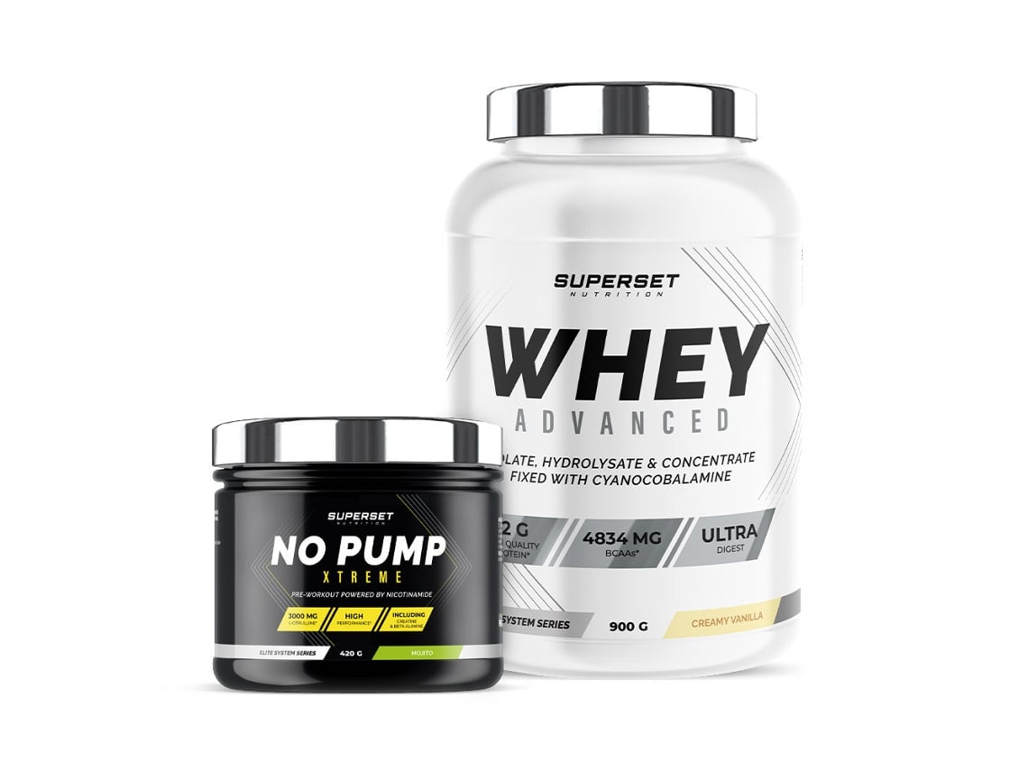 Programa de acondicionamiento físico energético 100 Whey Advanced Protein 900 g Vainilla cremosa Sin bomba Mojito extremo Superset Nutrición
