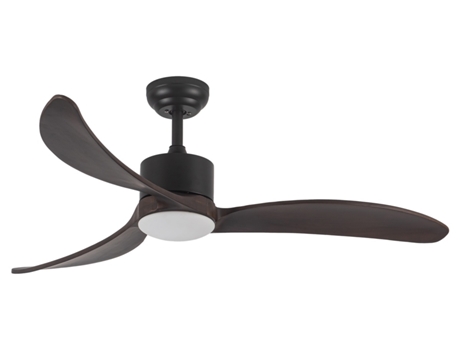 Ventilador de techo XTRELAMP VIDAR d115cm LED 18W 6v metal negro 3 aspas madera roble Con mando a distancia