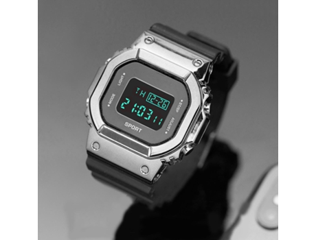 Smartwatch YDCY Pantalla noctilucente electrónica Esfera cuadrada Cronógrafo digital Correa de silicona para el hogar