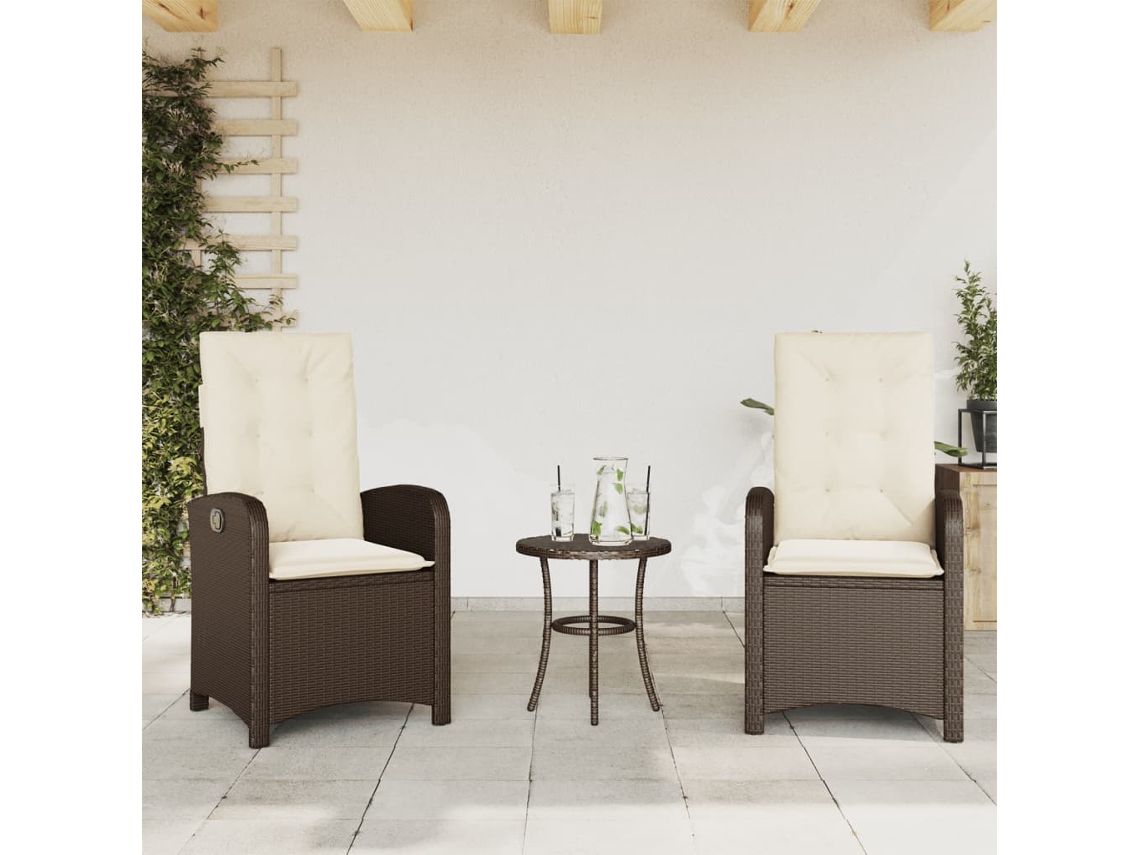 Sillas de jardín reclinables de 2 piezas DKD Home Decor con cojines de mimbre marrón
