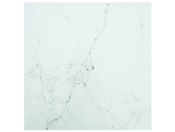 Tablero Mesa Diseño Mármol Vidrio Templado Blanco 70x70 Cm 6 Mm