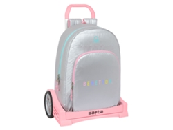 Mochila Escolar con Ruedas BENETTON Silver (Plateado - Acolchado - Textil)
