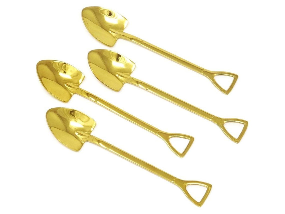 4 Cucharas De Acero Inoxidable 304 Gold, Con Forma De Pala, Para Café, Helado, Postre, Hogar Y Fiestas.
