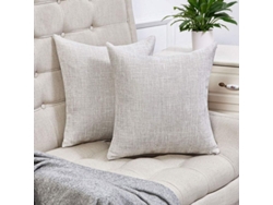 Rebe-funda De Almohada De Lino Rústico Beige Cuadrada Decorativa 40x40 Cm Para Sofá 2 Unidades
