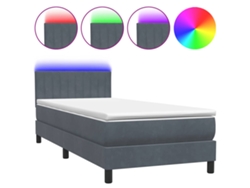 Maison Exclusive - Cama Box Spring Con Colchón Y Led Terciopelo Gris Oscuro 80x210 Cm