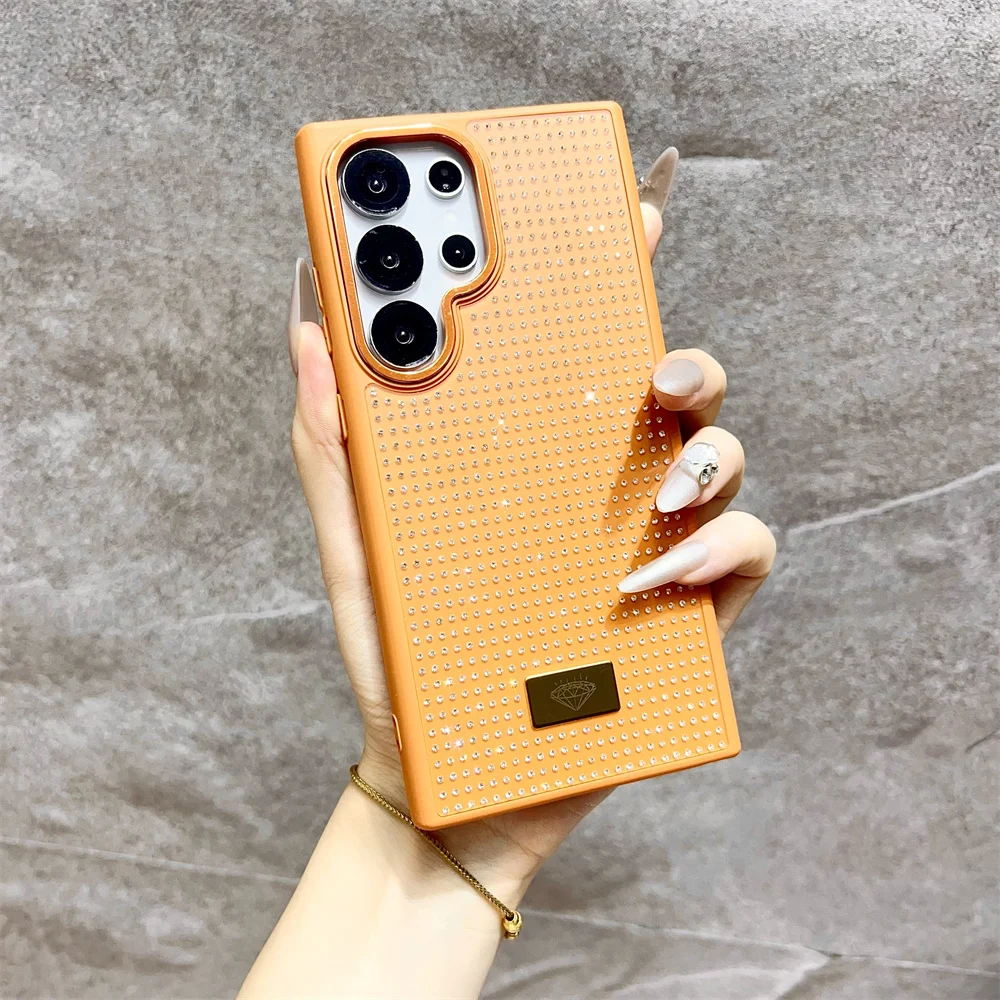 (zflip 6, Naranja) Funda Para Teléfono Samsung Con Purpurina De Diamantes Para Chicas