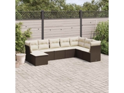Conjunto de sofá de jardín de 8 piezas con cojines de mimbre marrón de DKD Home Decor