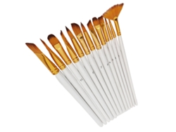 Juego De 13 Pinceles De Nailon Blanco Perla Para Acuarela Y Acrílico.