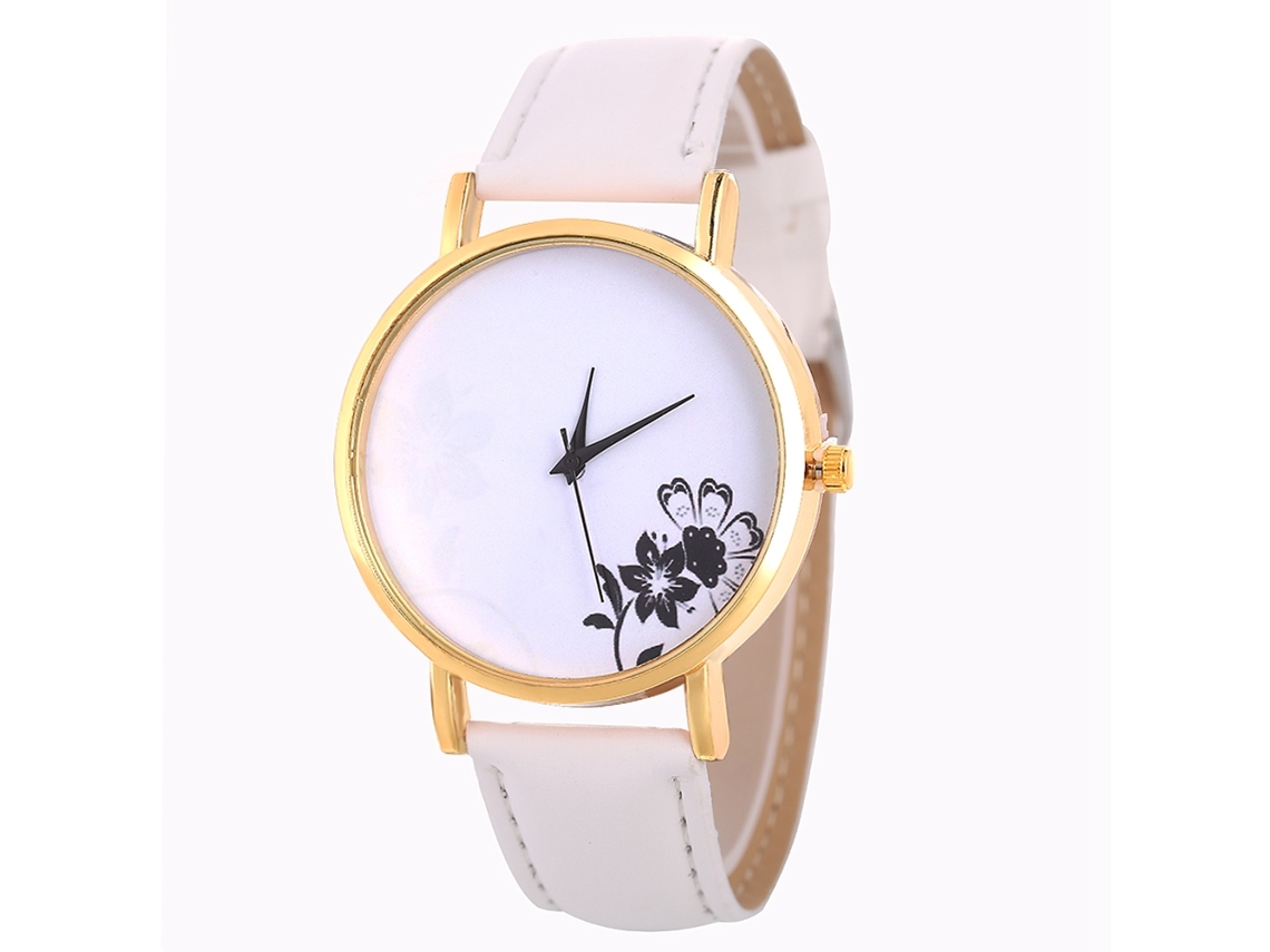 Reloj De Cuarzo Con Correa De Cuero Simple Y Moderno Para Decoración (blanco)