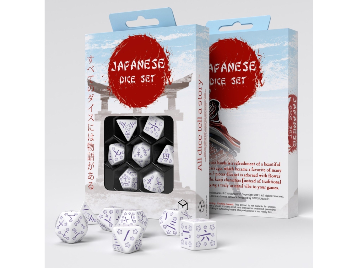 Juego de dados japoneses Q Workshop Lotus Star Blue (7 piezas)