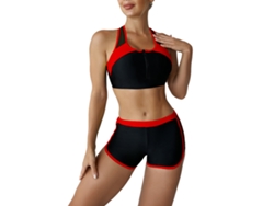 Bikini deportivo rojo XL para mujer con cremallera frontal
