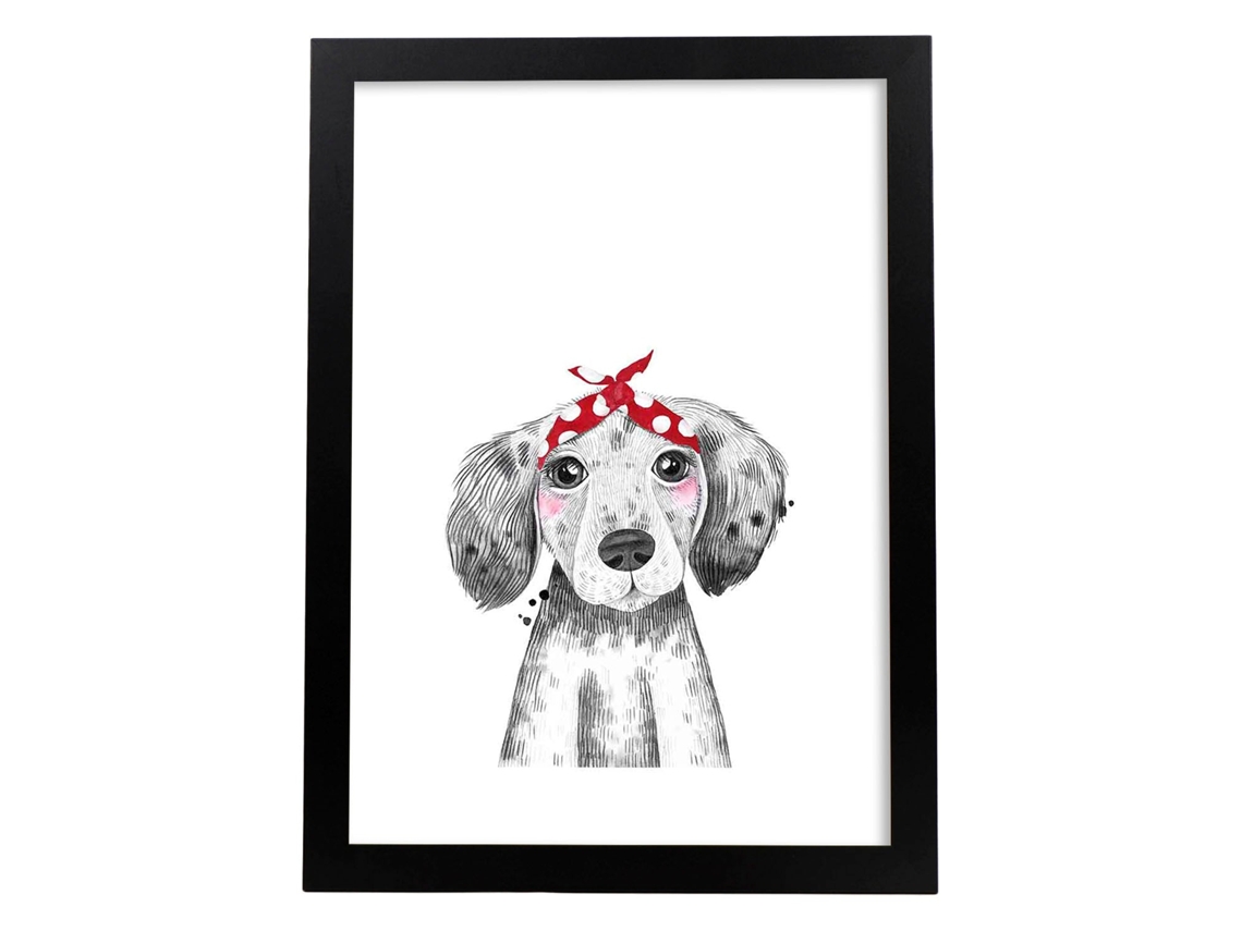 Póster NACNIC Infantil Perro Bebe con Pañuelo Rojo en la Cabeza Animales Infantiles