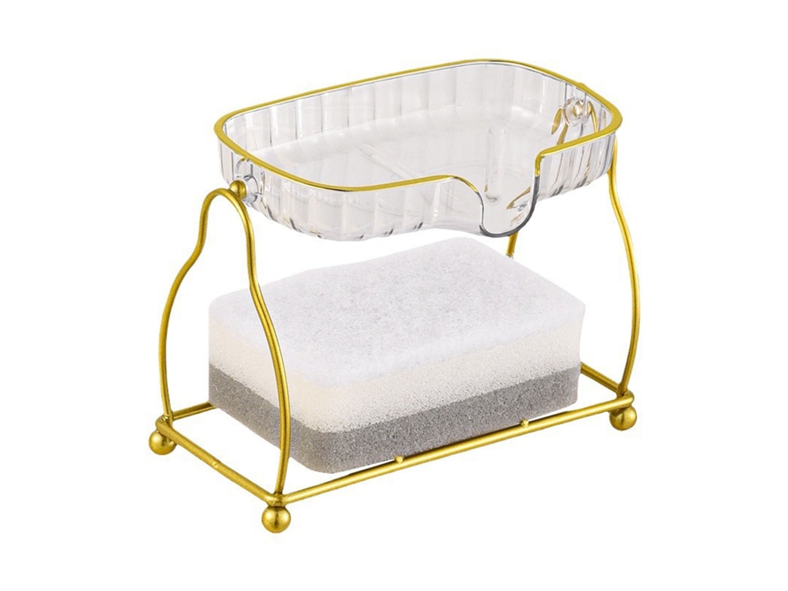 Jabonera De Hierro Forjado De Dos Niveles Con Desagüe Para Inodoro De Baño, Blanca, Transparente
