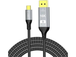 Cable Usb Tipo-c A Displayport 16k, Adaptador De Extensión Dp2.1, 8k 60hz, 4k 240hz, 80gb
